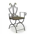 Russell woodard folding chair usa 1950s painted iron brass and upholstery unmarked 36 x 22 12 x 19