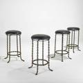 Style of franz west seng four chainlink and vinyl bar stools chicago 1960s unmarked each 30 12 x 23 dia
