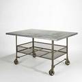 Industrial rolling table usa 1960s zinc and enameled steel unmarked 34 x 32 x 40