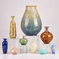 Len lindsay bevin norkin kathy warren etc nine crystalline glazed vases all signed tallest 11