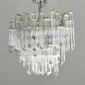 Camer boatshaped chandelier italy 1960s matte chromed steel and crysta prisims remnants of label 22 x 24 x 14