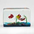 Cenedese glass aquarium block sculpture italy 1960s labeled 3 12 x 5 58 x 2 34