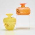 Cenedese two scavo glass vases italy 1950s one labeled larger 4 12 x 4