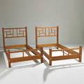 Thomas moser pair of new century china twin beds auburn me 2011 cherry and brass fittings signed and dated each 43 12 x 44 x 81