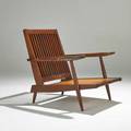 George nakashima walnut cushion chair new hope pa walnut and plywood unmarked 31 x 30 x 34 provenance letter of authentication from mira nakashima