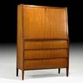 Style of osvaldo borsani secretary cabinet italy 1940s italian walnut mahogany brass unmarked 63 12 x 44 14 x 16 34