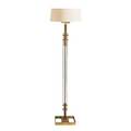 Italian floor lamp 1950s walnut brass enameled steel and linen unmarked overall 55 x 9 34 sq x 14  dia