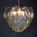 Camer chandelier italy 1960s molded glass and chromed steel 14 x 15 dia
