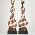 Murano pair of mezza filigrana baluster shaped lamps unmarked overall 20 14