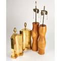 Modern lighting four table lamps pair iin brass with gold leaf pair with sculptural wood bases unmarked largest 43