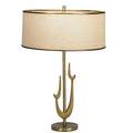 Rimbrandt table lamp with biomorphic sculptural base brassplated wood parchment unmarked 26 12