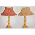 Heifetz pair of carved wood figural table lamps unmarked height with shade 31