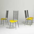 Arthur umanoff set of four chairs enameled steel and vinyl unmarked each 40 12 x 19 x 20
