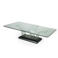 Modernage sculptural coffee table usa 1930s bent glass and lacquered wood unmarked 14 12 x 57 12 x 32