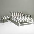 Brown jordan double reclining chaise and two ottomans usa 1990s painted aluminum and upholstery ottomans labeled dims