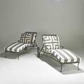 Brown jordan pair of chaise lounge usa 1990s enameled aluminum and cotton upholstery brown jordan tag as shown 35 x 29 x 71