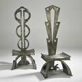 Augosto dionisi fabbro two sculptural steel hall chairs italyusa 1990s unmarked taller 61 x 22 x 21