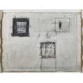 James harrison american 19251990 gouache crayon and charcoal on paper face furniture 1956 framed signed initialed titled and dated 19 58 x 25 38 sheet
