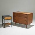 Jens risom george nelson dresser and nightstand usa 1950s mahogany walnut enameled and chromed steel and laminate both signed dresser 32 x 42 x 21 nightstand 24 12 x 17 x 18 12