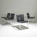 Mies van der rohe knoll set of four brno chairs germany 1980s stainless steel and leather unmarked each 31 12 x 22 34 x 23