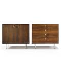 George nelson herman miller two thin edge cabinets nos 5201 and 5202 zeeland mi 1950s brazilian rosewood aluminum porcelain foil label to dresser each 31 x 33 34 x 18 12