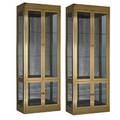 Mastercraft pair of illuminated vitrines usa 1990s brass antiqued mirror glass enameled wood brass labels 84 x 32 x 16