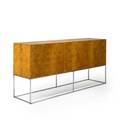 Milo baughman thayer coggin cabinet high point nc 1970s olive burl chromed steel unmarked 34 12 x 72 x 18 14