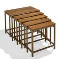 Edward wormley dunbar set of five nesting tables no 4785 berne in ca 1950 bleached mahogany painted metal label largest 20 12 x 26 14 x 15 12