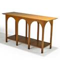 Th robsjohn gibbings widdicomb coliseum console table no 3368 grand rapids mi 1950s walnut manufacturers decal stenciled numbers 30 x 54 x 18