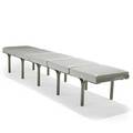 John behringer jg furniture co fiveseat bench usa 1970s brushed aluminum recycled leather unmarked 18 x 110 x 22