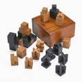 Joost schmidt josef hartwig bauhaus chess set dessau 1920s in original box blond and ebonized wood stained beech stamped signature 3 x 5 14 sq