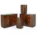Gilbert rohde herman miller bedroom suite pair of dressers no 3770 pair of nightstands no 3770 headboard not pictured zeeland mi 1940s brazilian rosewood mahogany brassplated metal