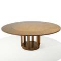 Eliel saarinen johnson furniture co pedestal dining table usa 1940s stained wood branded 30 12 x 52 dia with six leaves 78 dia