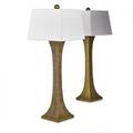 French pair of table lamps 1960s bronze paper shades single socket unmarked 25 x 9 12 sq