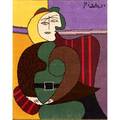 After pablo picasso 18811973 desso wool tapestry femme assise dans un fauteuil rouge holland 1995 fabric manufacturers label 45 12 x 36