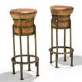 Maison desny pair of art deco bar stools france 1920s bronze leather marked 32 12 x 14 dia