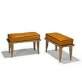 Rene gabriel pair of benches france 1950s limed oak leather velvet unmarked 18 x 27 12 x 13 14