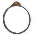 Jacques adnet wallhanging mirror france 1940s stitched leather mirrored glass brass unmarked 18 12 x 16 12 x 1 34