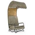 Jean royere canopy lounge chair france ca 1959 enameled steel corduroy unmarked 70 12 x 35 x 29 note designed for princess shahnaz the daughter of the shah of iran