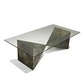 Paul evans directional sculptural coffee table usa 1970s welded and polychromed steel glass unmarked overall 15 12 x 49 12 x 26