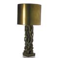 James mont james mont design large table lamp new york 1950s carved gilt and polychromed wood painted shade unmarked body 26 12 x 8 sq overall 43 12 x 20 dia