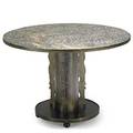 Philip and kelvin laverne etruscan dining table new york 1960s etched and patinated bronze pewter casters etched signature on casters 28 12 x 40 dia
