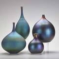 Hideaki miyamura b 1955 four porcelain vases tenmoku glaze kensington nh all signed tallest 11 12