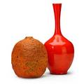 Polia pillin 1909  1992 two vases volcanic orange glaze and glossy orange glaze los angeles ca both signed taller 11 x 5