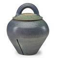 Karen karnes b 1925 fine glazed stoneware covered jar with slits vermont stamped kk 10 12 x 8 12