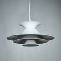 Erik balslev fog  morup radius pendant lamp denmark 1977 enameled aluminum manufacturers label 12 x 24 dia
