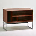 Bang  olufsen media cabinet denmark 1990s rosewood matte chrome enameled steel labeled 25 x 34 x 16