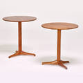 Kersten horlinholmquist nordiska kompaniets verk pair of apple occasional tables sweden 1958 teak metal label 21 x 19 dia