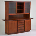 Skovby china cabinet with floating hutch denmark 1970s rosewood glass foil label 71 34 x 78 12 x 19 12