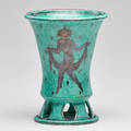 Wilhelm kage gustavsberg argenta ware vase with silver decoration sweden ca 1918 glazed porcelain electroplated silver marked 9 x 7 dia